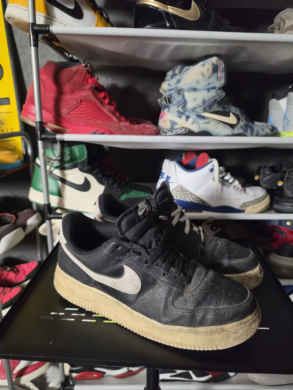 🔥 Nike Black Cream Air Force 1 Low Sneakers Men Size 10 Well Worn!